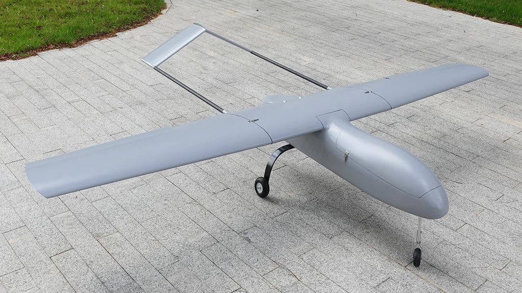 Skyeye 3220mm UAV Fixed Wing Drone on pavement, glass fiber construction.