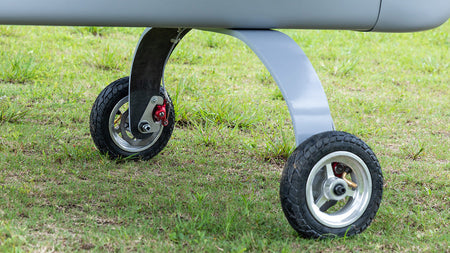 Skyeye 5000mm Carbon fiber fixed wing UAV drone landing gear on grass.