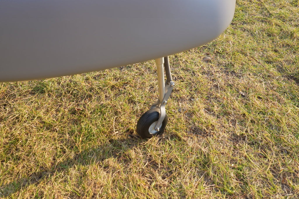 Skyeye SR260 drone undercarriage detail on grass.