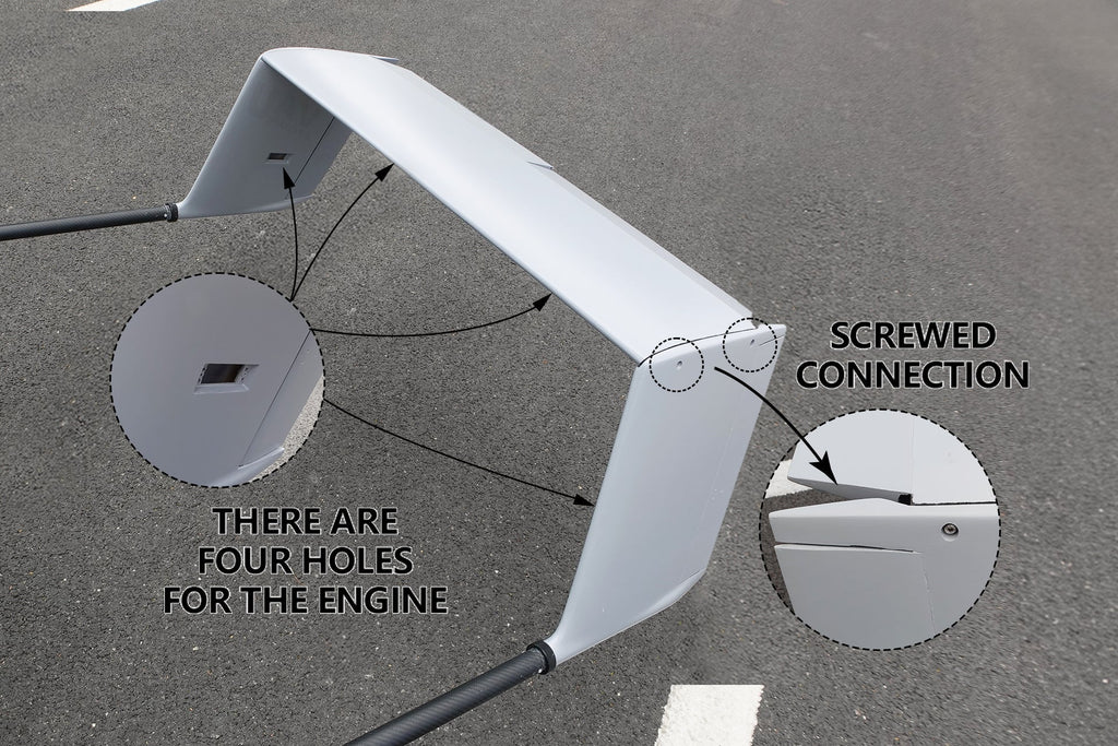 Skyeye Carbon Fiber Drone Wing with Engine Mount Holes and Screwed Connection