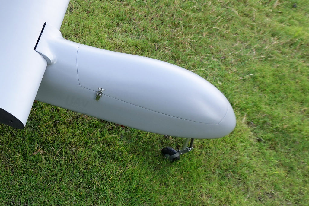 Skyeye SR260 fixed wing drone with 2600mm wingspan on grass.