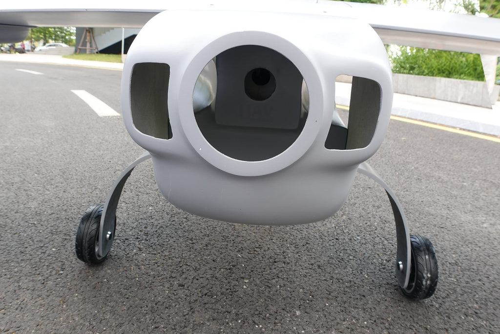 Skyeye Carbon Fiber 3600mm UAV Fixed Wing Drone front view on road.