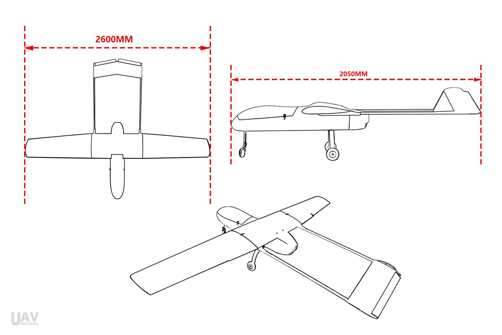 Skyeye Glass Fiber 3220mm UAV Fixed Wing Drone design diagram with dimensions.