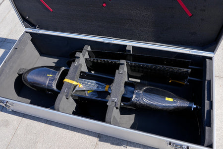 WuYING Z301 UAV in protective case, showcasing full carbon fiber construction.
