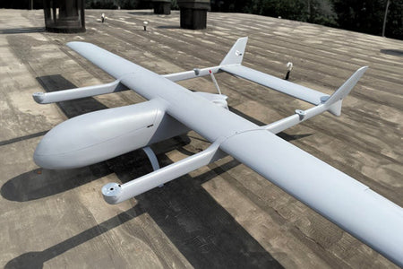 Skyeye Wingspan 6000MM VTOL UAV drone platform on a rooftop, showcasing industrial drone design.