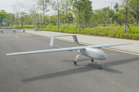 Skyeye 4500mm UAV Fixed Wing Drone on outdoor tarmac, ideal for professional aerial use.