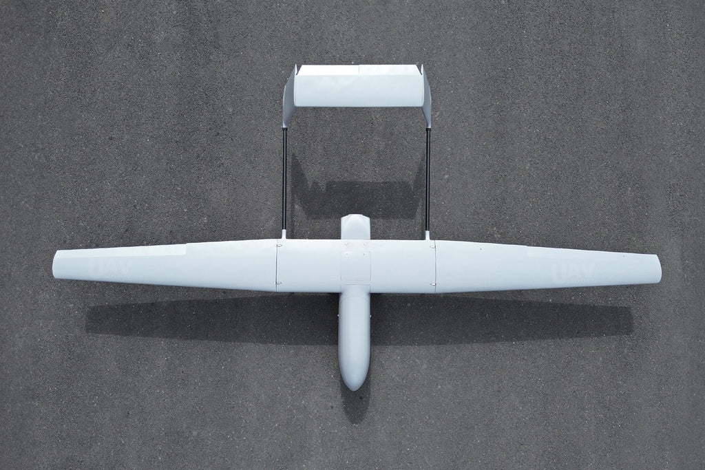 Skyeye 4500mm UAV Fixed Wing Drone with carbon fiber frame, top view.