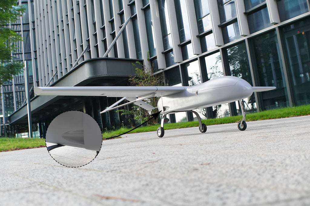 Skyeye SR260 2600mm UAV fixed-wing drone with sleek design and landing gear outdoors.