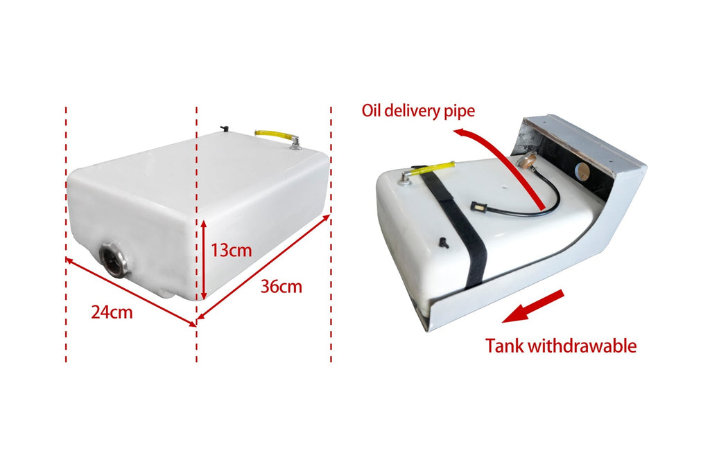 Fuel tank with dimensions and components for SKYEYE SV360 3600MM full carbon fiber UAV VTOL drones.