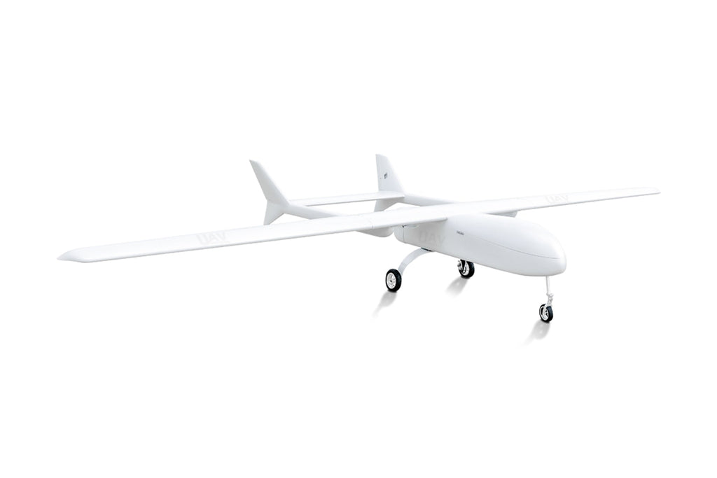 Skyeye 5000mm carbon fiber fixed wing UAV drone on white background.