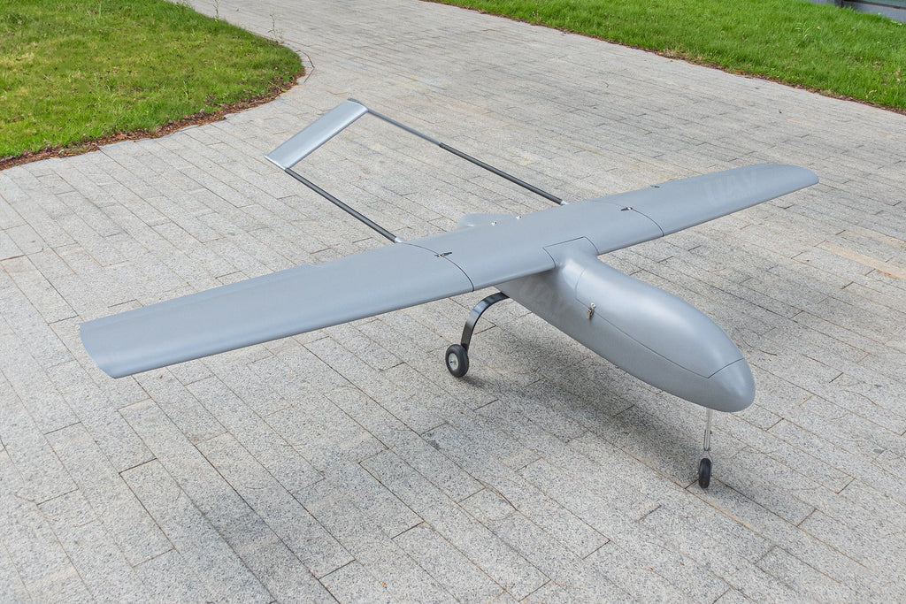Skyeye SR260 UAV fixed-wing drone with 2600mm wingspan on pavement.