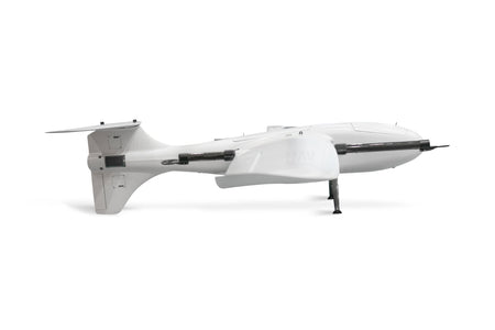 Skywalker SKY245 UAV VTOL Drone with carbon fiber body, side view.