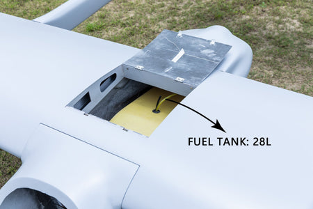 Skyeye Carbon Fiber 6000mm UAV Fixed Wing Drones fuel tank with 28L capacity.