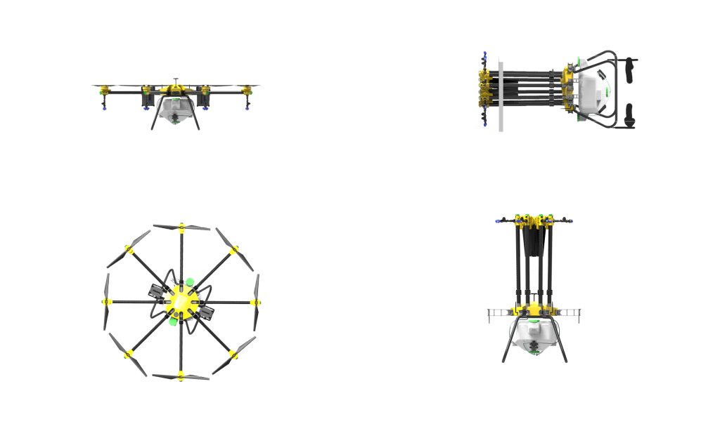 H120 Agricultural spray drone dimensions and design details for efficient pesticide application.