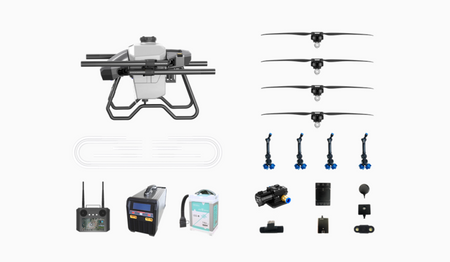 H40X agricultural drone crop spraying kit with high-pressure nozzles and smart battery.