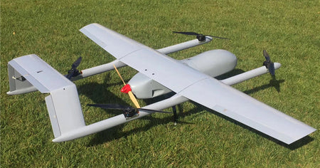 Skyeye SVH360 Full Carbon Fiber UAV VTOL Drone on grass, 3600mm wingspan, advanced aircraft.