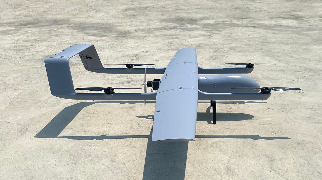 Skyeye 2930mm SV293 Plus UAV VTOL drone on ground, showcasing wingspan and design.
