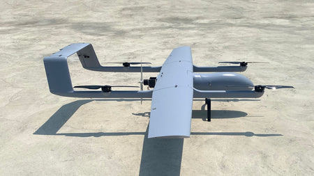 Skyeye 2930mm SV293 Plus UAV VTOL drone on ground, showcasing wingspan and design.
