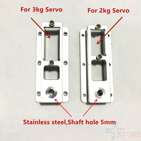 Aluminum alloy landing gear parts for RC airplanes with servo specifications.