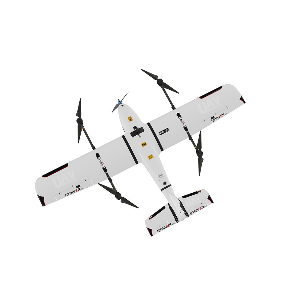 Makeflyeasy Striver mini 2100mm VTOL UAV Drone with EPO and carbon fiber materials, vertical takeoff, and tool-less quick disassembly.